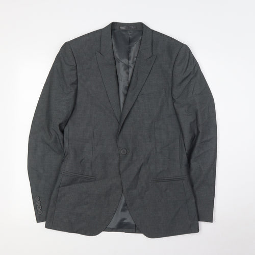 Butler& Webb Mens Grey Striped Polyester Jacket Suit Jacket Size 36 Regular