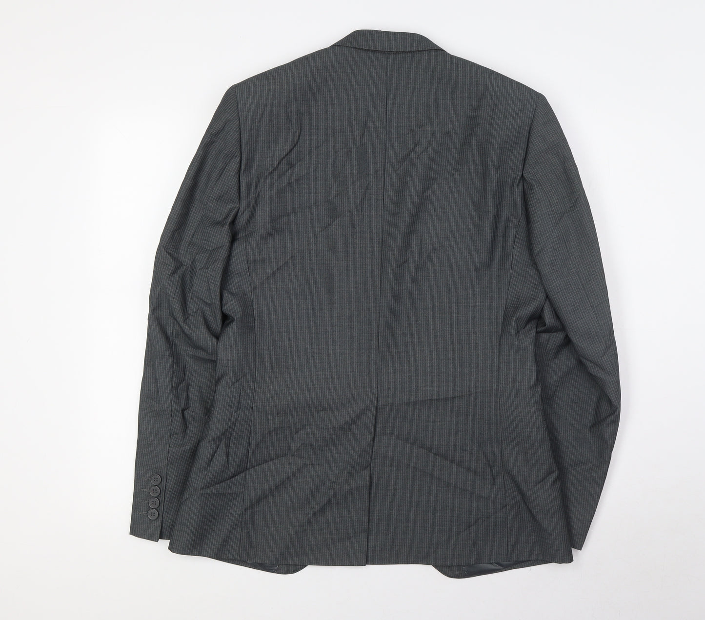 Butler& Webb Mens Grey Striped Polyester Jacket Suit Jacket Size 36 Regular