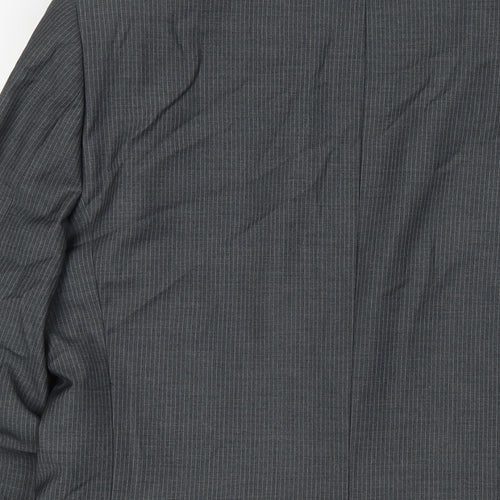 Butler& Webb Mens Grey Striped Polyester Jacket Suit Jacket Size 36 Regular