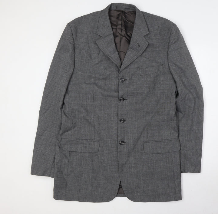 Candidate Mens Grey Polyester Jacket Suit Jacket Size 40 Big & Tall
