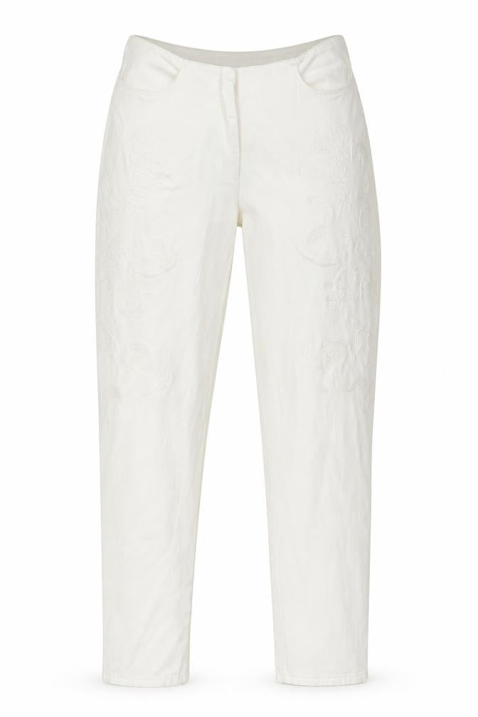 LUISA CERANO Womens Ivory Floral Cotton Skinny Jeans Size 10 L31.5 in Regular Zip
