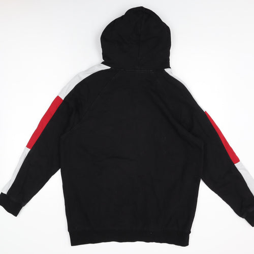 ASSDY Mens Black Cotton Pullover Hoodie Size L