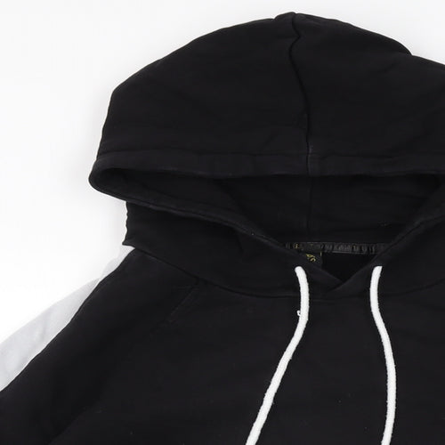 ASSDY Mens Black Cotton Pullover Hoodie Size L