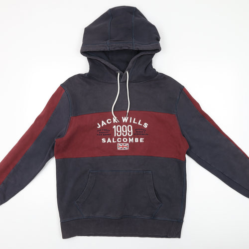 Jack Wills Mens Black Cotton Pullover Hoodie Size S
