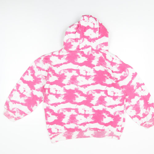 Minoti Girls Pink Geometric Cotton Pullover Hoodie Size 11-12 Years Pullover