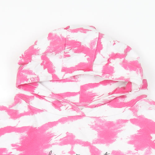 Minoti Girls Pink Geometric Cotton Pullover Hoodie Size 11-12 Years Pullover