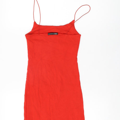 Zara Womens Red Cotton Bodycon Size M Scoop Neck Pullover
