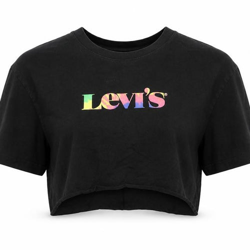Levi's Womens Black Cotton Cropped T-Shirt Size S Round Neck