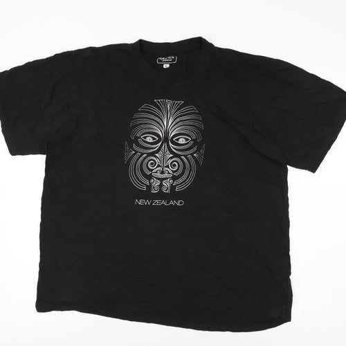 Design Apparel Womens Black Cotton Basic T-Shirt Size L Round Neck