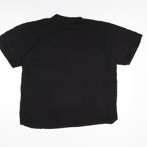 Design Apparel Womens Black Cotton Basic T-Shirt Size L Round Neck