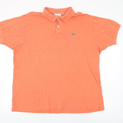 Lacoste Mens Orange Cotton Polo Size 3XL Collared Button