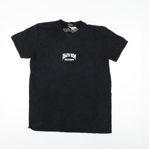 Boohoo Mens Black Cotton T-Shirt Size XS Round Neck