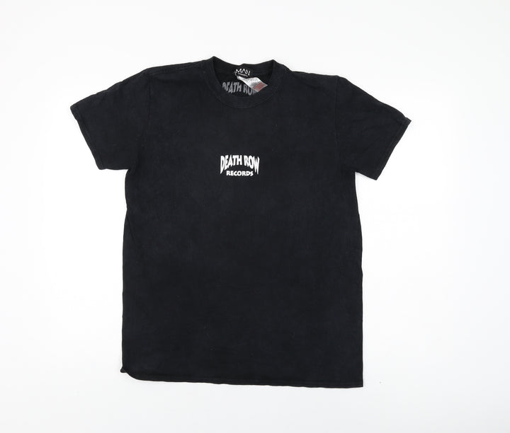 Boohoo Mens Black Cotton T-Shirt Size XS Round Neck