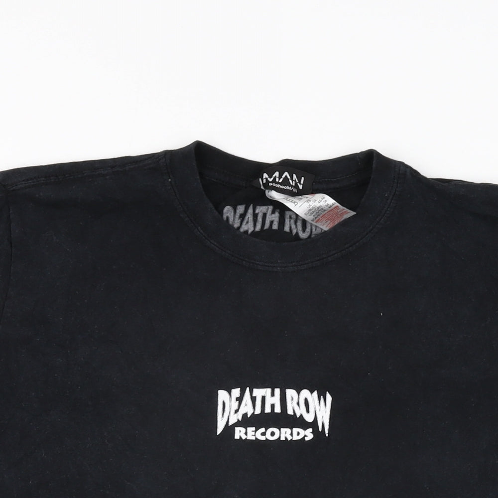 Boohoo Mens Black Cotton T-Shirt Size XS Round Neck