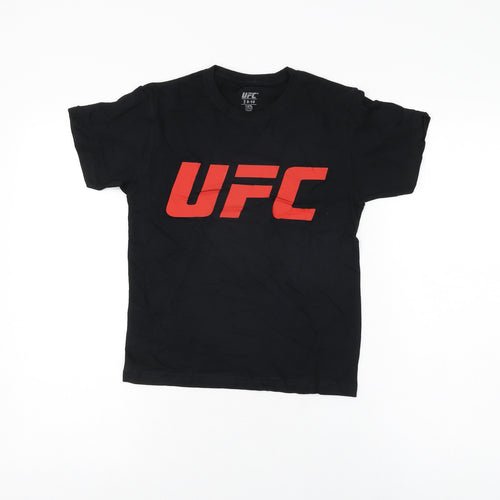 UFC Boys Black Cotton Basic T-Shirt Size 8-9 Years Round Neck Pullover