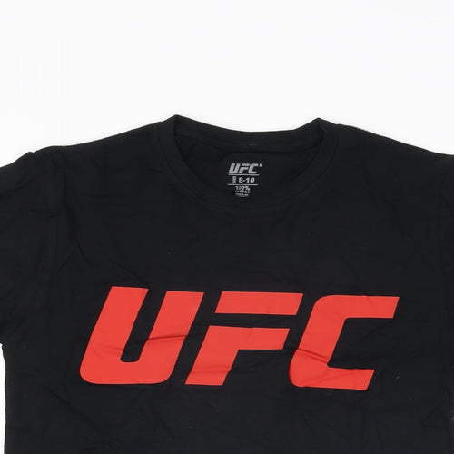 UFC Boys Black Cotton Basic T-Shirt Size 8-9 Years Round Neck Pullover