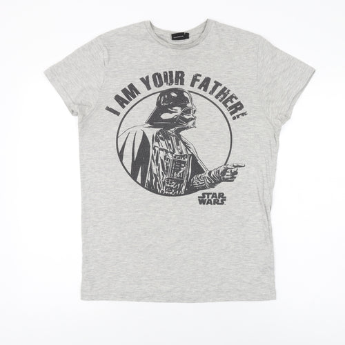 Star Wars Mens Grey Cotton T-Shirt Size S Round Neck