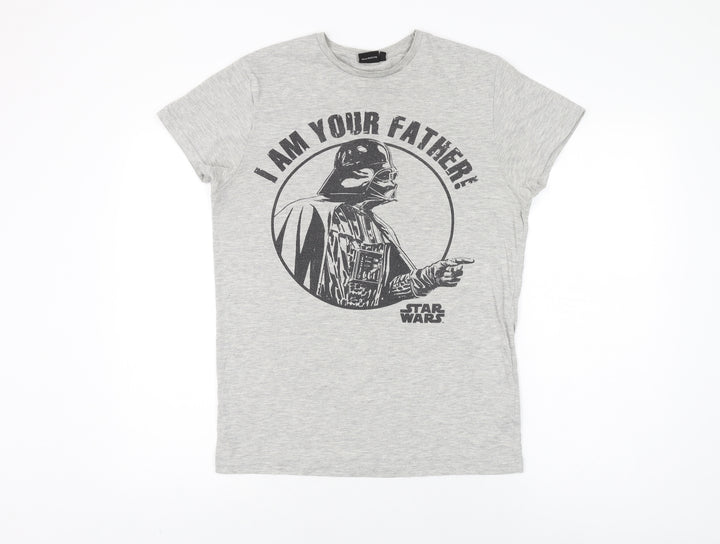 Star Wars Mens Grey Cotton T-Shirt Size S Round Neck