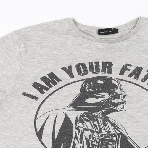 Star Wars Mens Grey Cotton T-Shirt Size S Round Neck