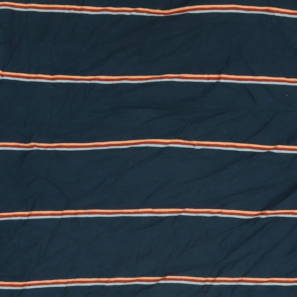 Marks and Spencer Womens Green Striped Cotton Basic T-Shirt Size XL Round Neck