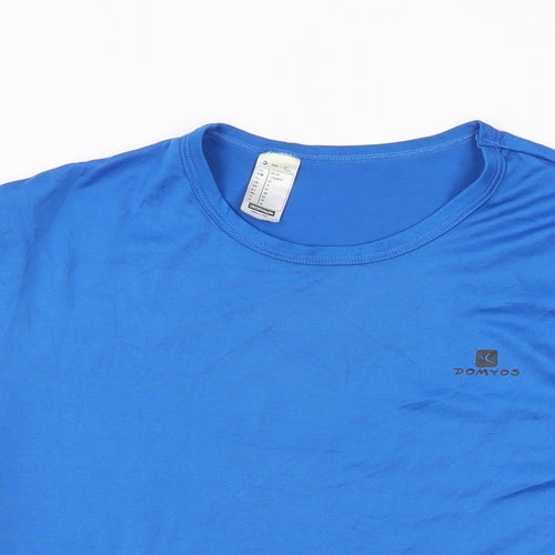 DECATHLON Mens Blue Polyester Basic T-Shirt Size M Round Neck Pullover