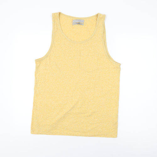 Zara Womens Yellow Cotton Basic Tank Size L Scoop Neck