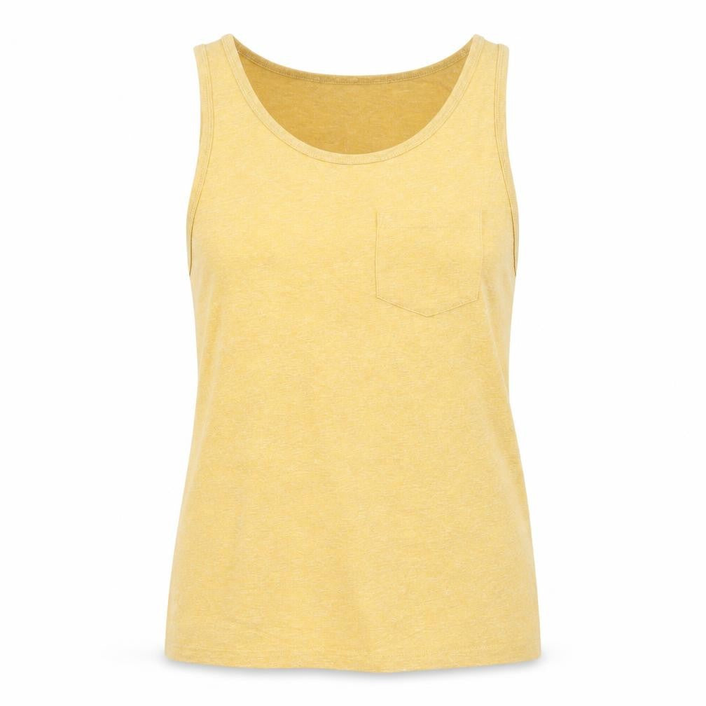Front view of Zara women’s yellow cotton basic tank, size L, scoop neck