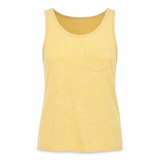 Front view of Zara women’s yellow cotton basic tank, size L, scoop neck