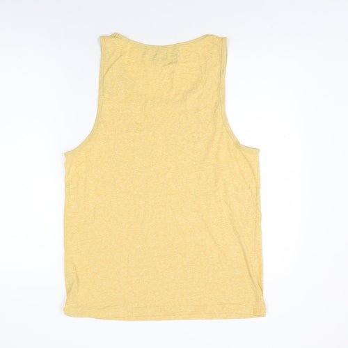 Zara Womens Yellow Cotton Basic Tank Size L Scoop Neck