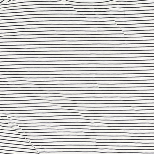 NEXT Womens White Striped Cotton Basic T-Shirt Size 12 Round Neck