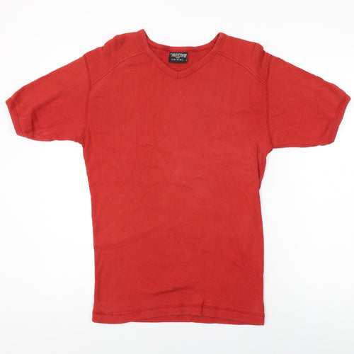 CS Active Womens Red Cotton Basic T-Shirt Size L V-Neck