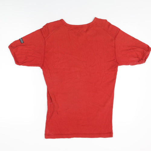 CS Active Womens Red Cotton Basic T-Shirt Size L V-Neck