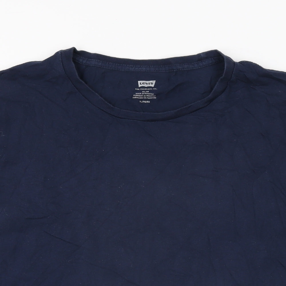 Levi's Mens Blue Cotton T-Shirt Size XL Round Neck