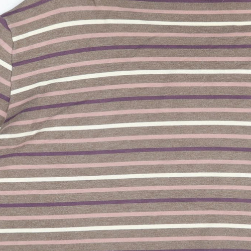 Armor Lux Womens Brown Striped Cotton Basic T-Shirt Size XL Round Neck
