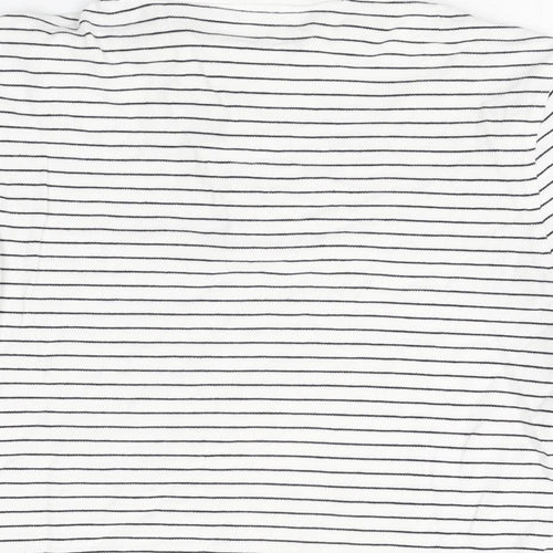 Marks and Spencer Womens White Striped Cotton Basic T-Shirt Size L Collared
