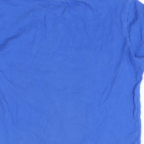 adidas Boys Blue Cotton Basic T-Shirt Size 11-12 Years Round Neck Pullover