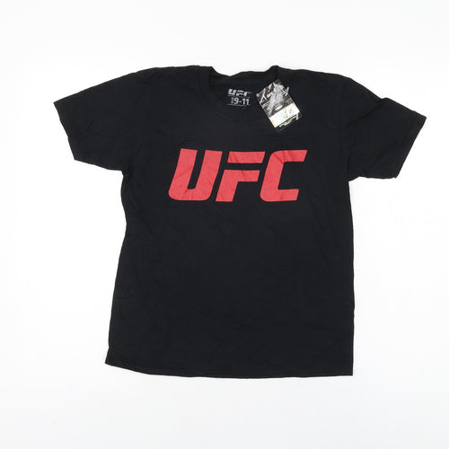 UFC Boys Black Cotton Basic T-Shirt Size 9-10 Years Round Neck Pullover