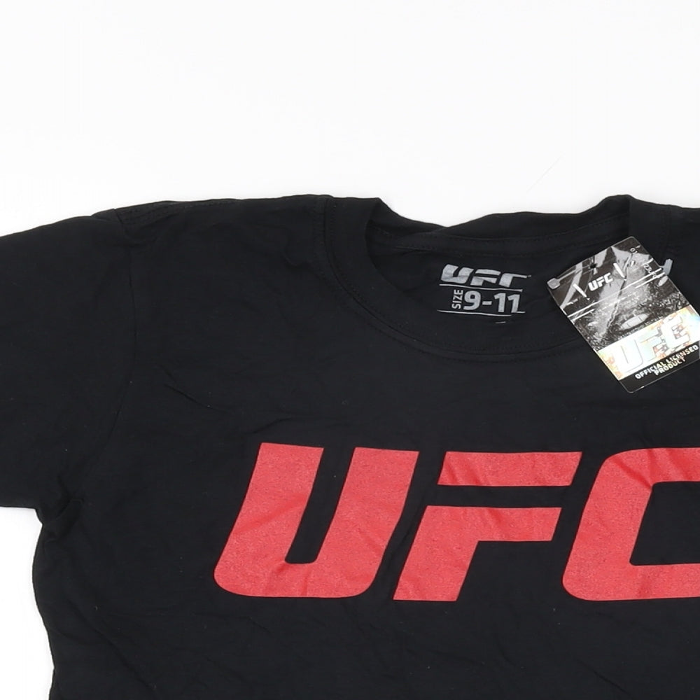 UFC Boys Black Cotton Basic T-Shirt Size 9-10 Years Round Neck Pullover