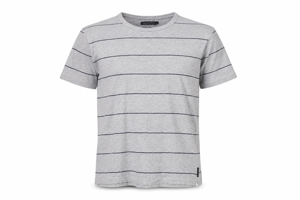 French Connection Mens Grey Striped Cotton T-Shirt Size L Round Neck