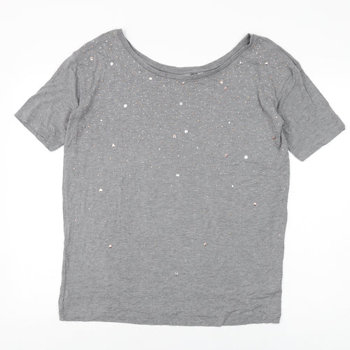 NEXT Womens Grey Viscose Basic T-Shirt Size 8 Round Neck