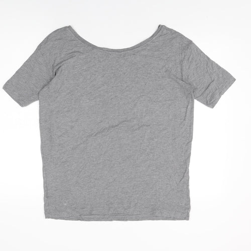 NEXT Womens Grey Viscose Basic T-Shirt Size 8 Round Neck