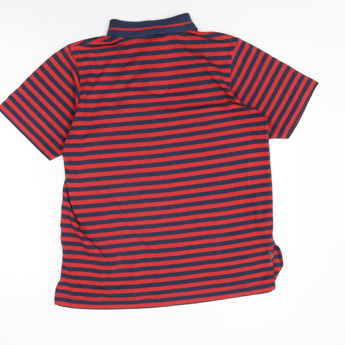 C&A Womens Red Striped Polyester Basic T-Shirt Size 10 Collared - Size 10-12