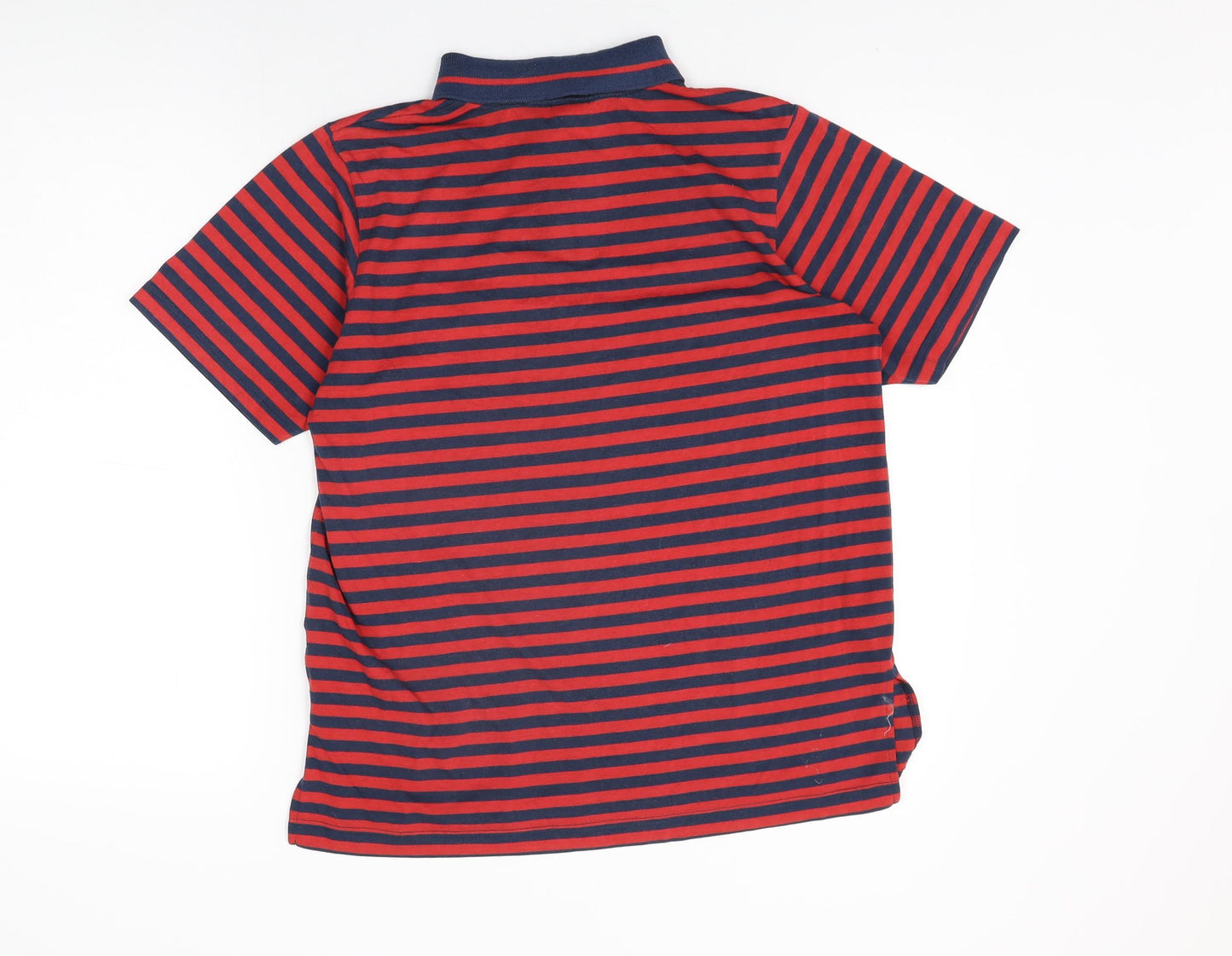 C&A Womens Red Striped Polyester Basic T-Shirt Size 10 Collared - Size 10-12