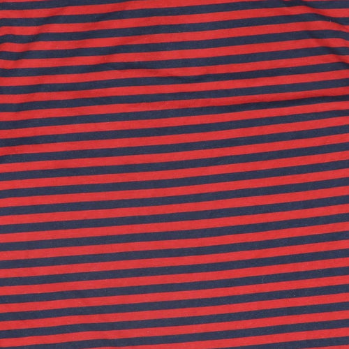 C&A Womens Red Striped Polyester Basic T-Shirt Size 10 Collared - Size 10-12