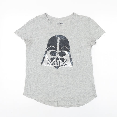 Gap Girls Grey Cotton Basic T-Shirt Size 2XL Round Neck Pullover - Star Wars