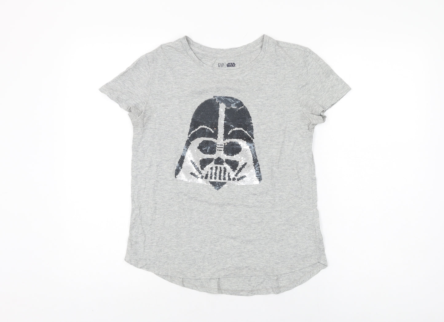 Gap Girls Grey Cotton Basic T-Shirt Size 2XL Round Neck Pullover - Star Wars
