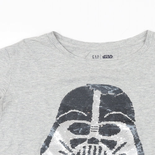 Gap Girls Grey Cotton Basic T-Shirt Size 2XL Round Neck Pullover - Star Wars