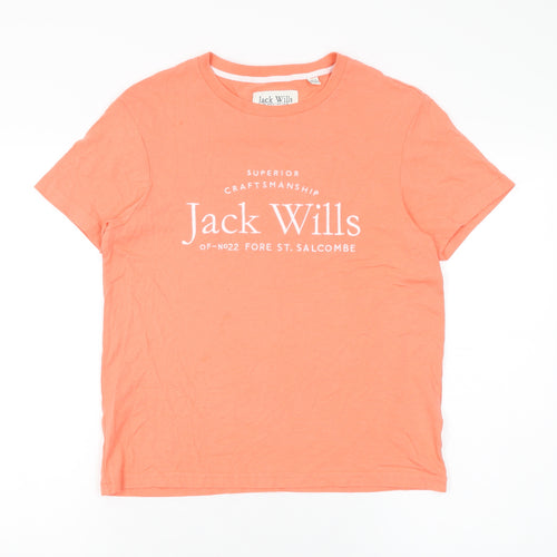 Jack Wills Womens Pink Cotton Basic T-Shirt Size 6 Round Neck