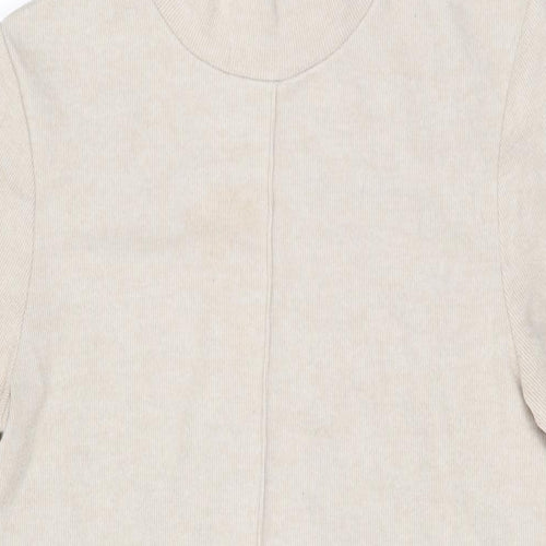 Zara Womens Beige Cotton Shift Size M High Neck Pullover