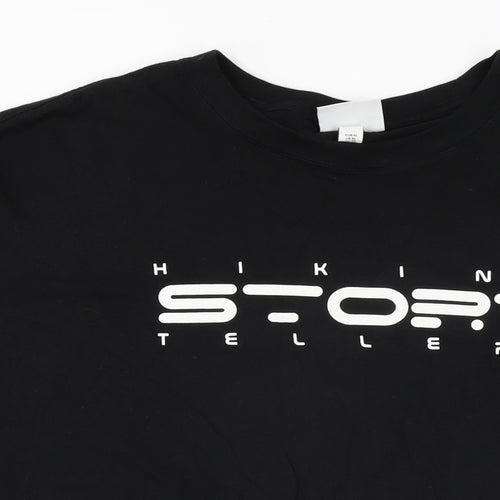 H&M Mens Black Cotton T-Shirt Size XL Round Neck